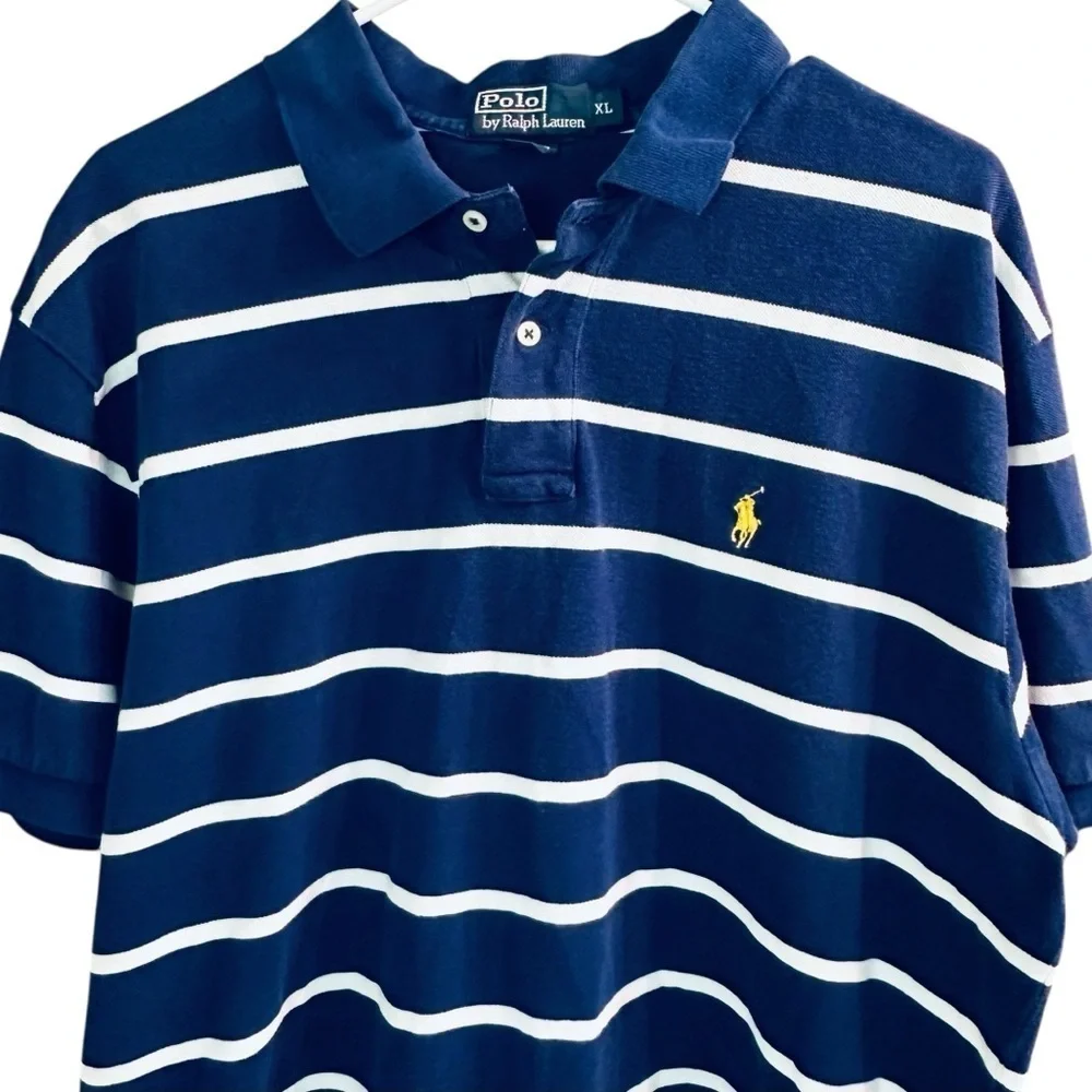 Polo Ralph Lauren Men’s Classic Fit Blue White Striped Polo Shirt XL
